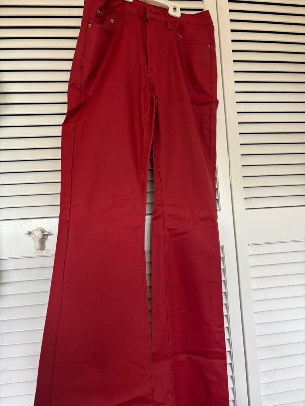 SHEIN Red Flare Wide Leg Jeans